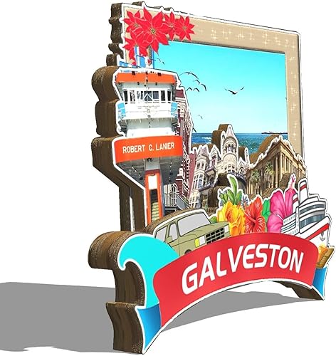 Miniatura 2 de Galveston - Imán de madera para nevera, diseño de Texas USA en 3D, recuerdos coleccionables, decoración hecha a mano