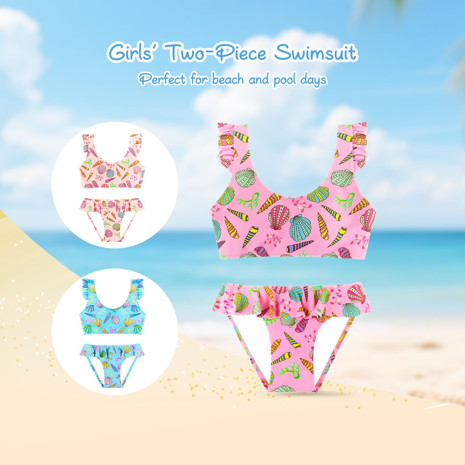 Traje de Baño para Niñas Conjunto de Bikini de Dos Piezas Sets Tankini Traje de Baño para Niñas 2-14 Años