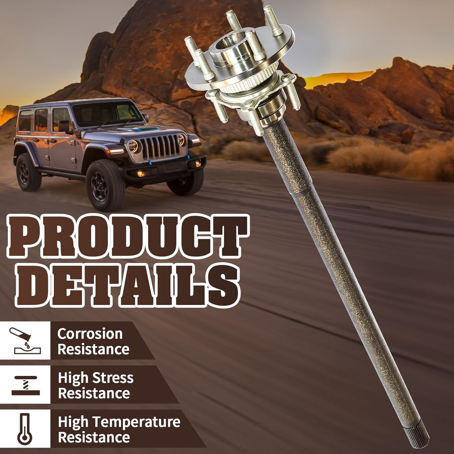 68003557AA Rear Left Axle Shaft Assembly Compatible with Jeep JK Series Wrangler 2007-2017 Rubicon or Unlimited Rubicon, Wrangler JK 2018 Rubicon or Unlimited Rubicon, 3.6L 3.8L
