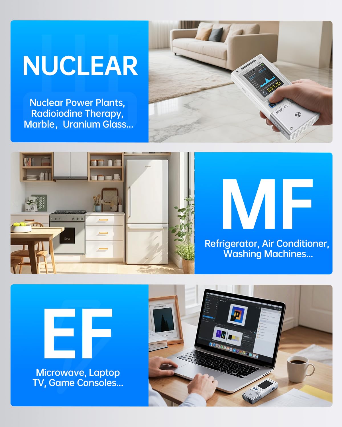 FNIRSI GC-03 3-in-1 Geiger Counter Nuclear Electromagnetic Detector — Amazon image 3