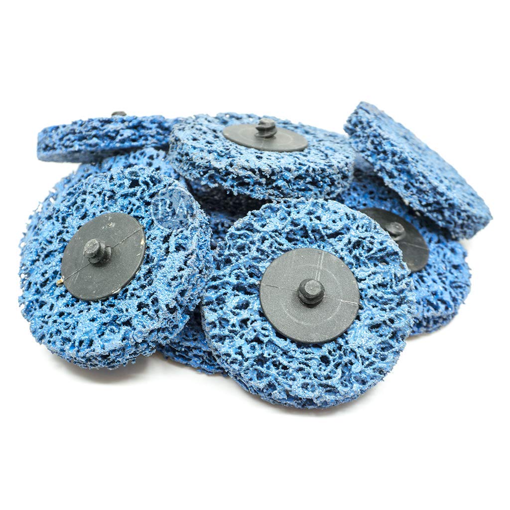 Benchmark Abrasives 3 Inch Sanding Discs Quick Change, Nylon, Male R-Type Backing - Drill & Die Grinder Sanding Disc Rust Remover for Metal Paint Stripper & Removal, Polishing - (10 Pack)