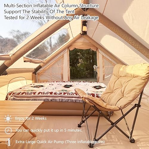 Miniatura 3 de Tienda inflable para camping, tiendas de campaña inflables Glamping 4 estaciones, tiendas de campaña con bomba, fácil instalación Oxford casa de