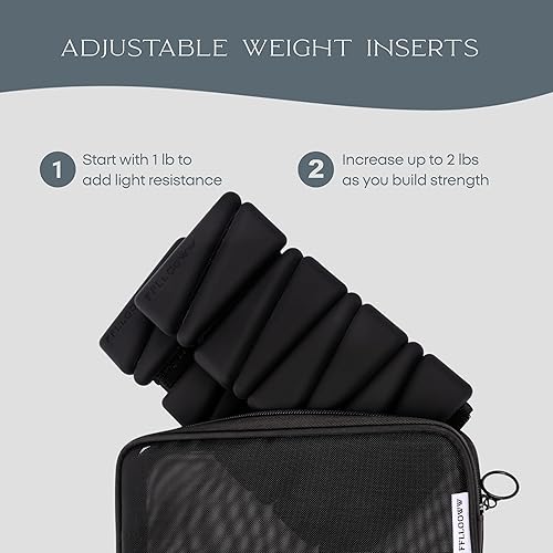 Vista 6 de Pesas de tobillo y muñeca para hombres y mujeres (juego de 2) – Ajustable 1-2 libras cada una – pulseras de peso para piernas y brazos para caminar