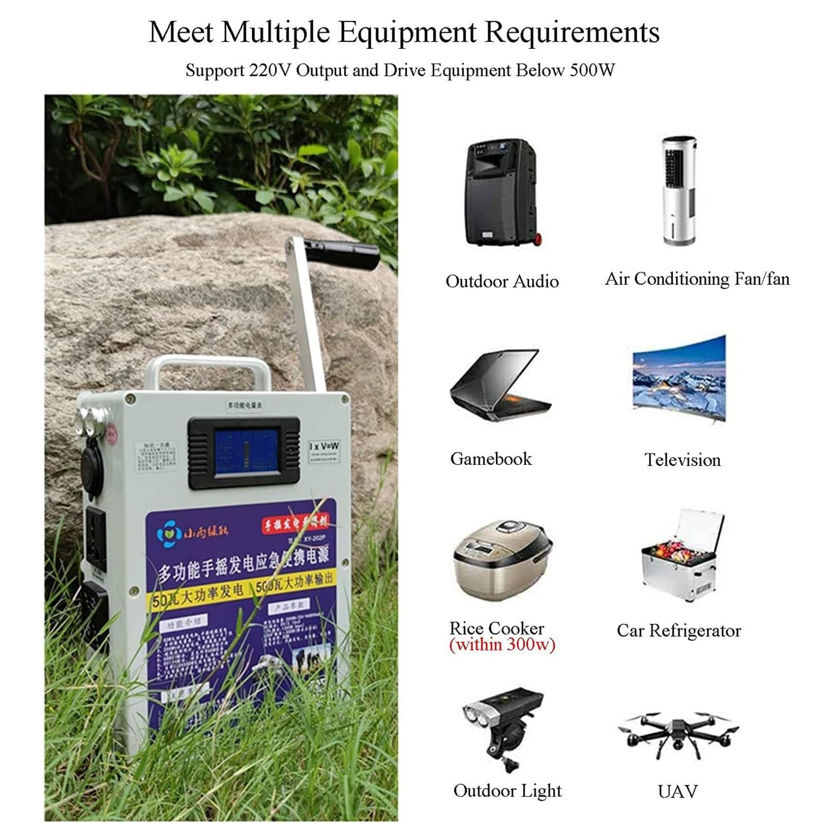 Générateur manuel de 150 W / 500 W de charge USB à main d'urgence portable, CC à manivelle pour camping