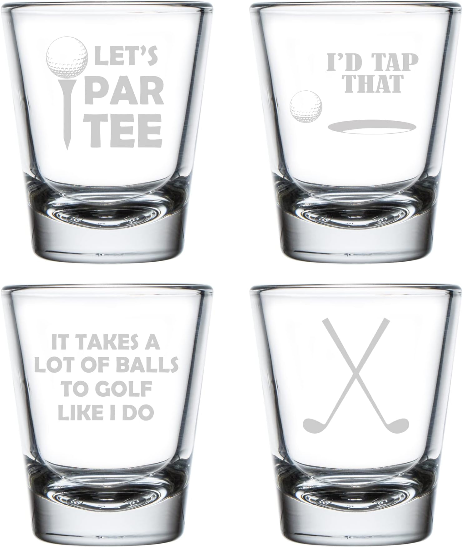 MIP Set of 4 Shot Glasses 1.75oz Shot Glass Gift Funny Golfer Golf Collection
