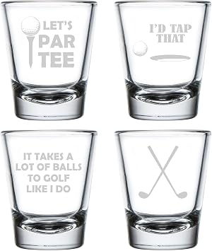 MIP Set of 4 Shot Glasses 1.75oz Shot Glass Gift Funny Golfer Golf Collection