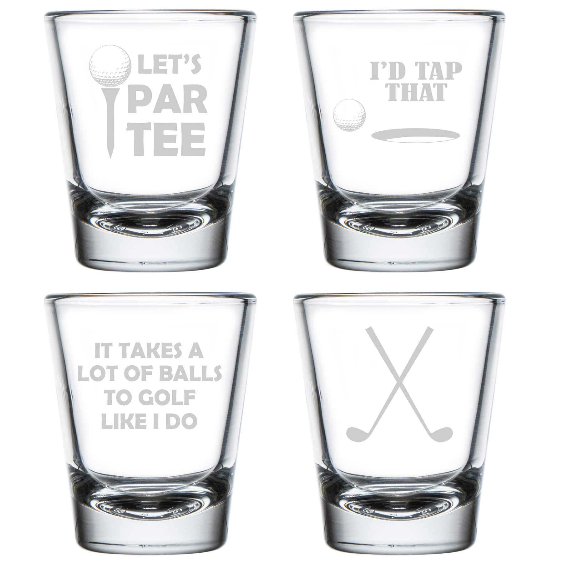 MIP Set of 4 Shot Glasses 1.75oz Shot Glass Gift Funny Golfer Golf Collection