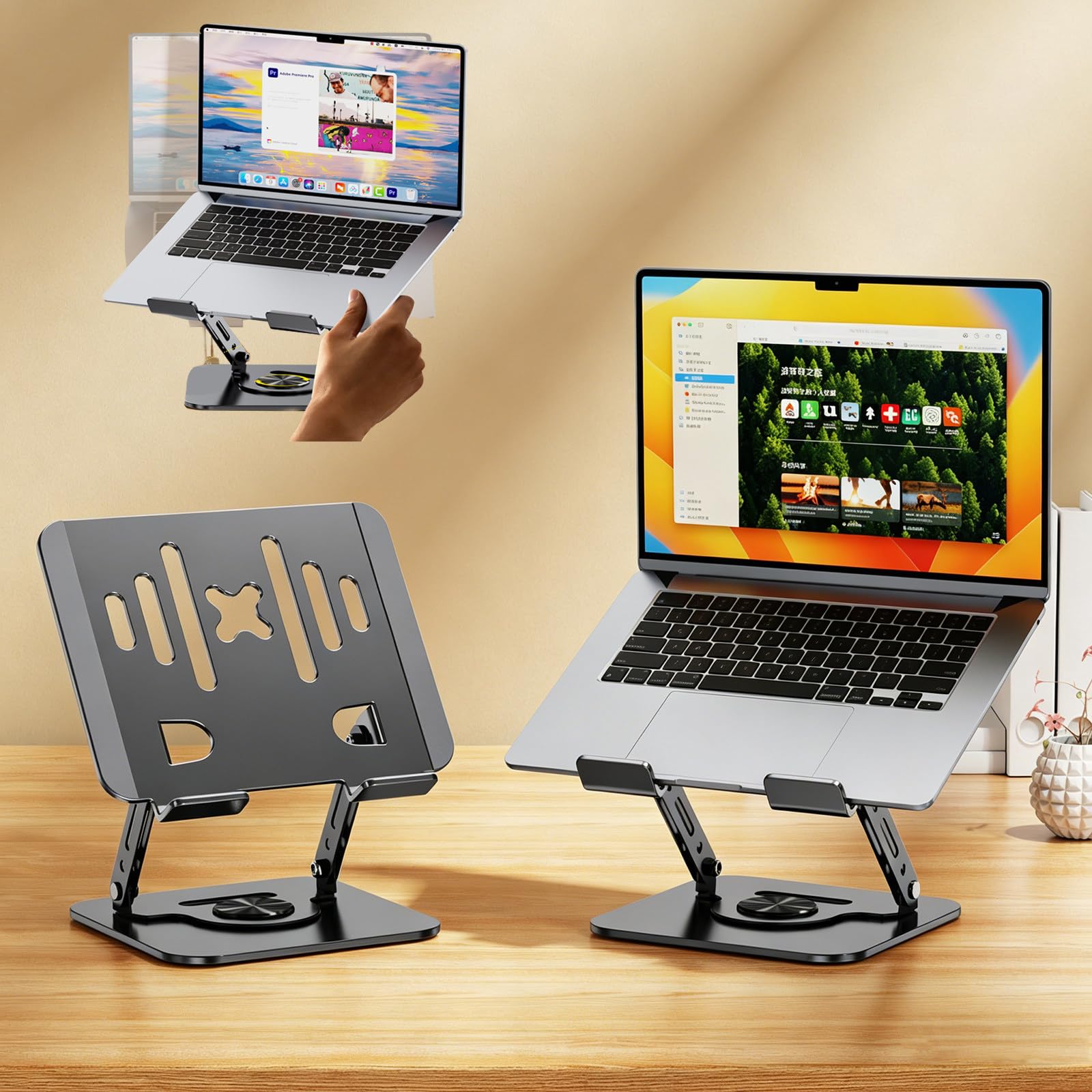 Supporto Di Raffreddamento Per Laptop,Supporto Di Raffreddamento Verticale Per Laptop,Rotazione A 360°,Silicone Antiscivolo,Regolazione Dell'altezza,Capacità Di Carico 10Kg,Per 10-17,3" A