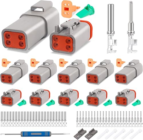 Miniatura 9 de JRready Kit de conectores Deutsch DT de 6 pines gris, serie DT, 5 juegos, impermeables, tamaño 16, contactos estampados 14-18AWG para coche, camión,