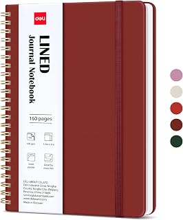 deli Deli Crimson Lined Spiral Journal Notebook a5