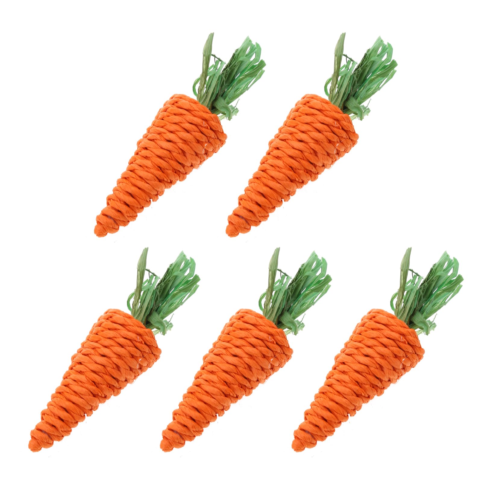 oringnat 5Pcs Rabbits Chew Toy for Teeth Cleans Natural Grass Treat Grass Carrot Toy for Rabbits Hamster GuineaPigs