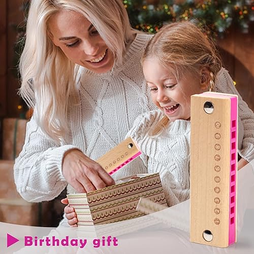 Miniatura 6 de Koogel 2 piezas de armónica para niños, armónica de 10 agujeros de madera principiante, juguete de órgano bucal, instrumentos musicales para niños y