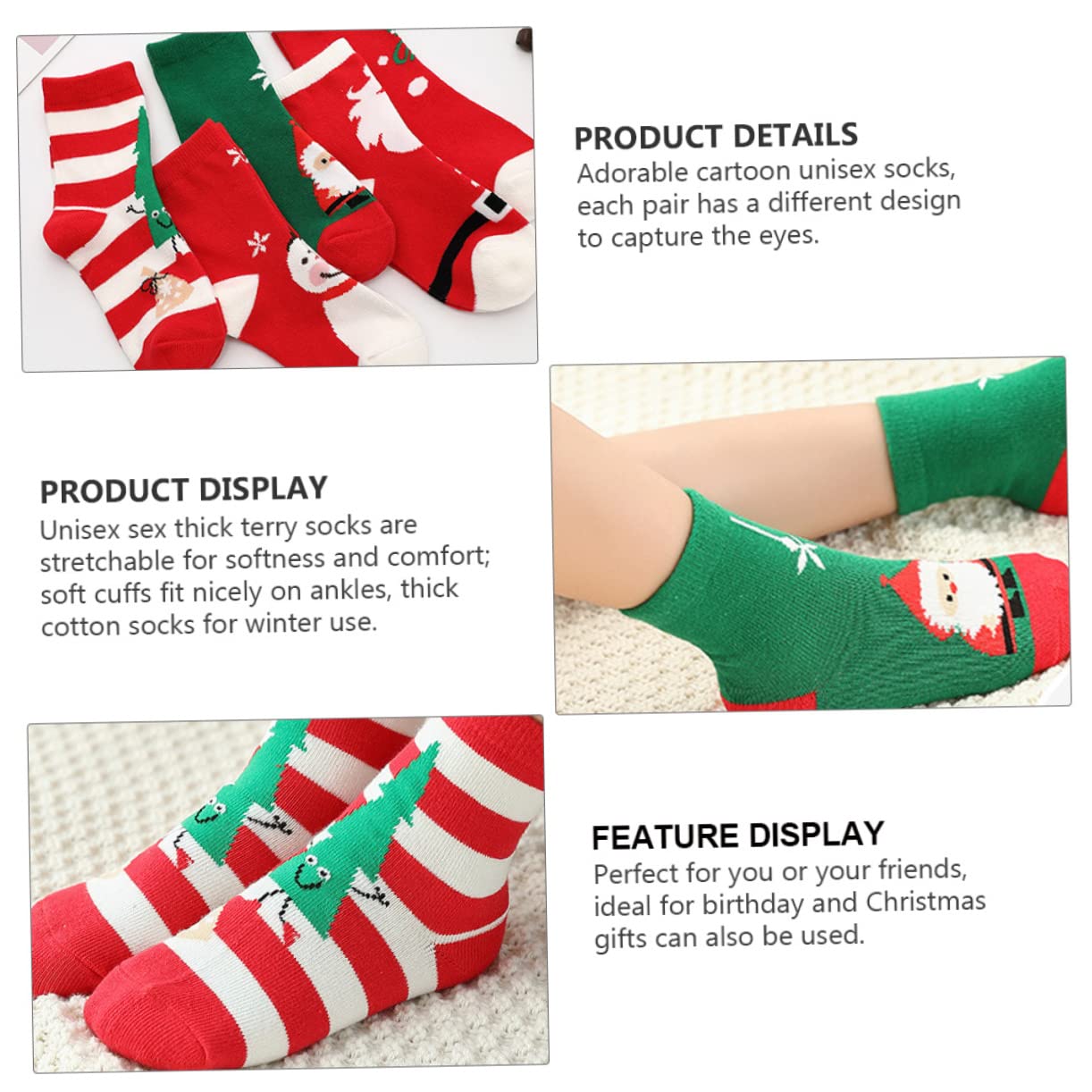 Holibanna Calzini Natale Alte Morbide con Fantasie Cartoon Unisex per Regali Festivi e Decorazioni Appendibili