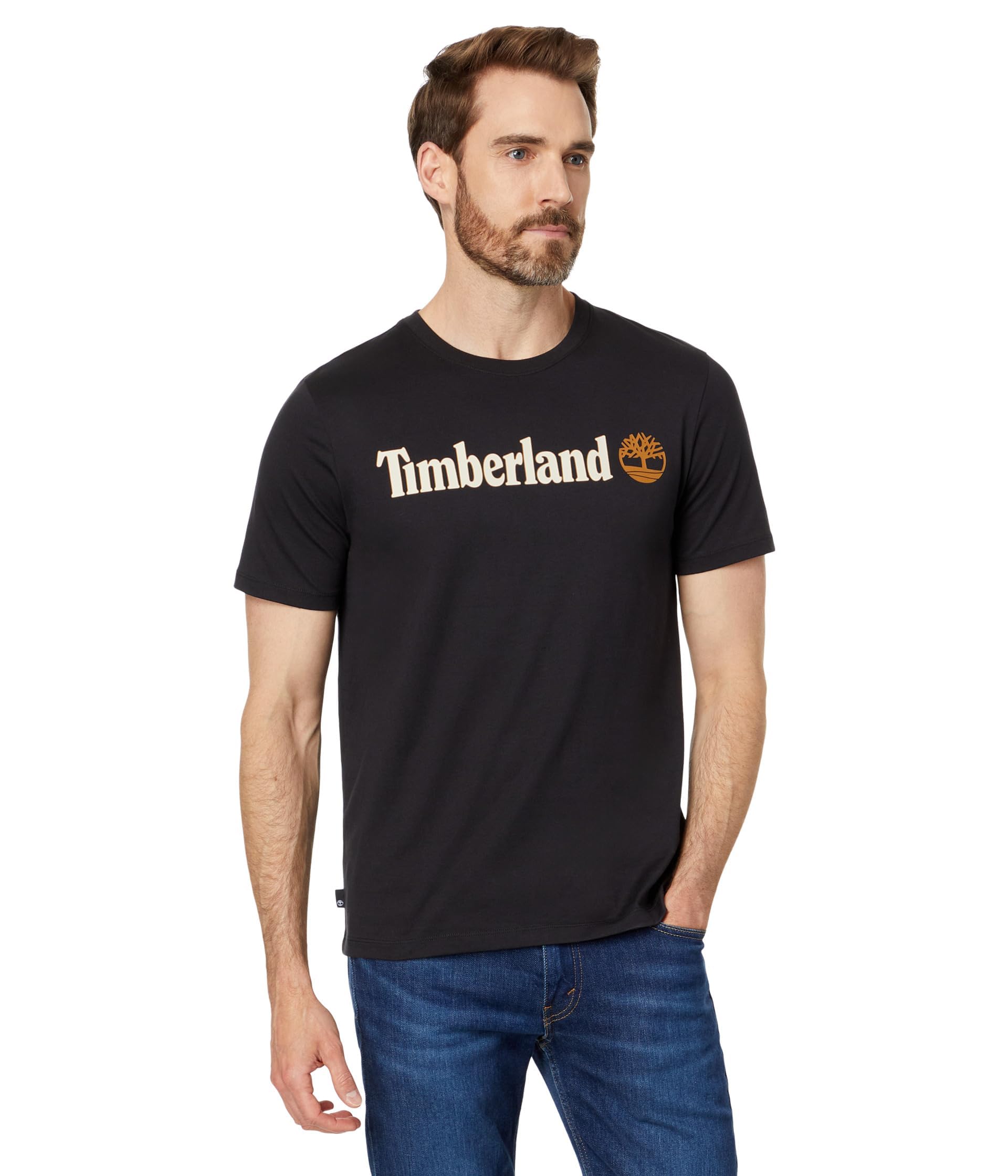 Timberland Men's Linear Logo T-Shirt, Black, XL