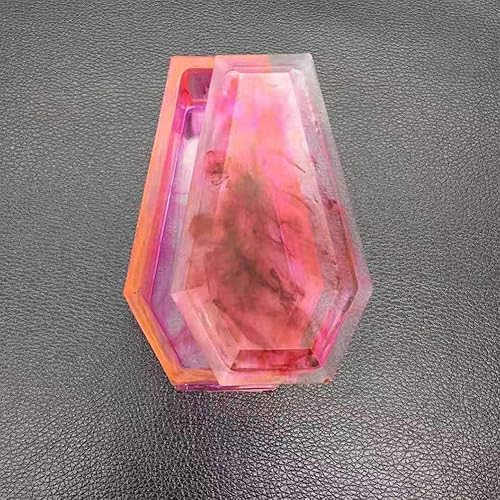 Miniatura 9 de Szecl Caja de ataúd de resina de cristal epoxi molde de silicona caja de almacenamiento de joyas oscuro vampiro ataúd forma espejo manualidades,