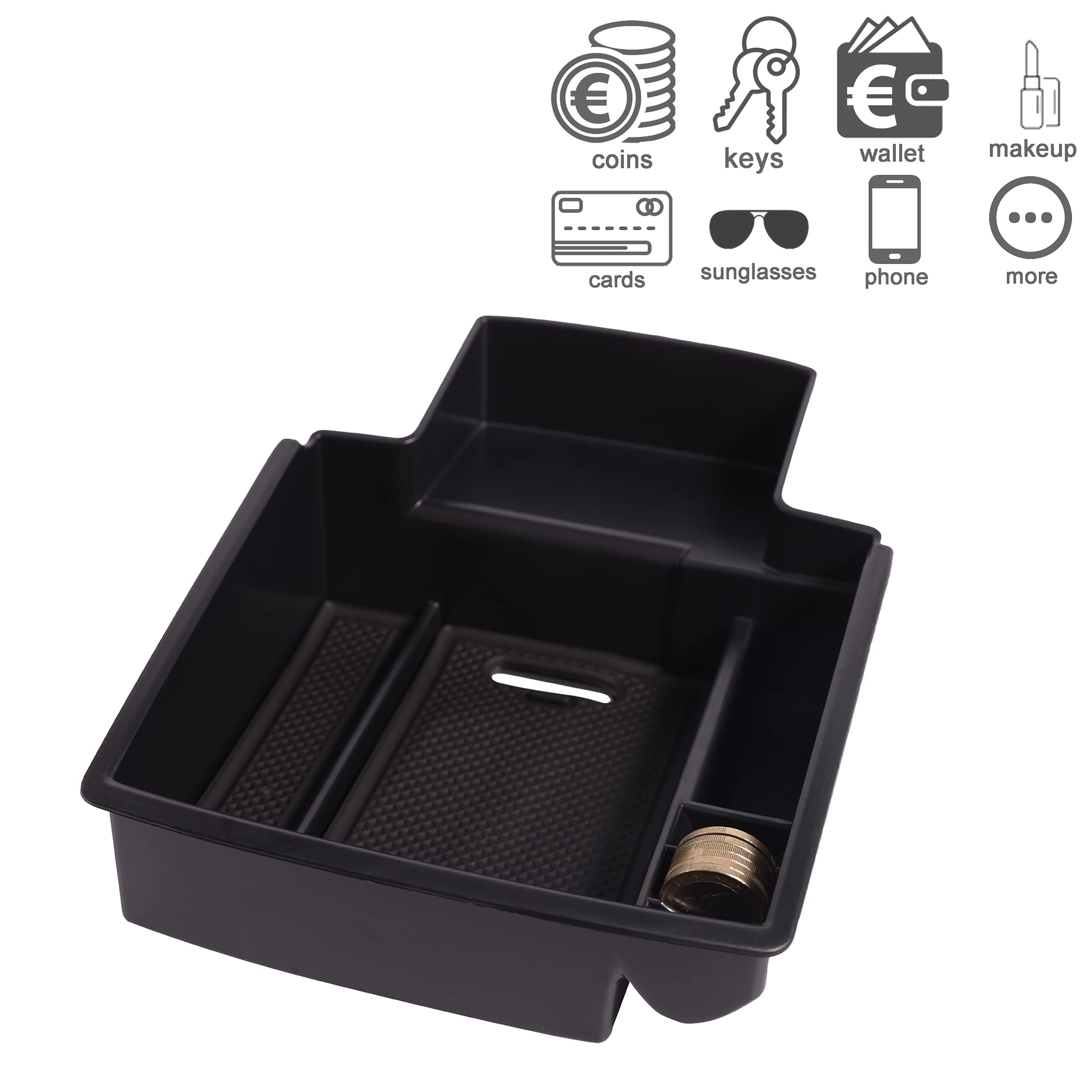 Scatola Portaoggetti Per Bracciolo Audi A4 A5 - ABS Nero - 2008-2016 - Organizer Console Centrale - Foto 2