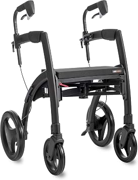 Rollz Motion Rhythm Matt Black - Walker for Parkinsons - Rollator Walker with Seat - Multiple Customizable Cues with Laser - Modern Design