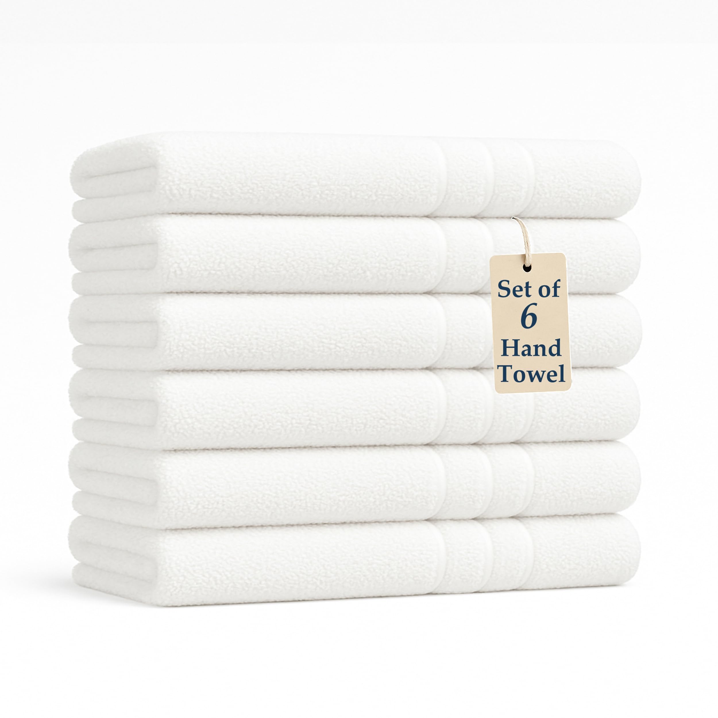 CASA PLATINO Hand Towels 6 Pack (16"x28") - 100% Ringspun Cotton Bathroom Hand Towels - Durable, Quick Drying, Super Soft & Absorbent Large Hand Towel