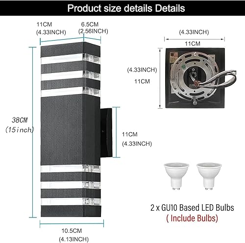Miniatura 7 de TUORD Luces de pared LED para exteriores de 15 pulgadas, 4000 K, luz blanca de pared para exteriores, 18 W, cuerpo de aluminio, impermeable, IP65,