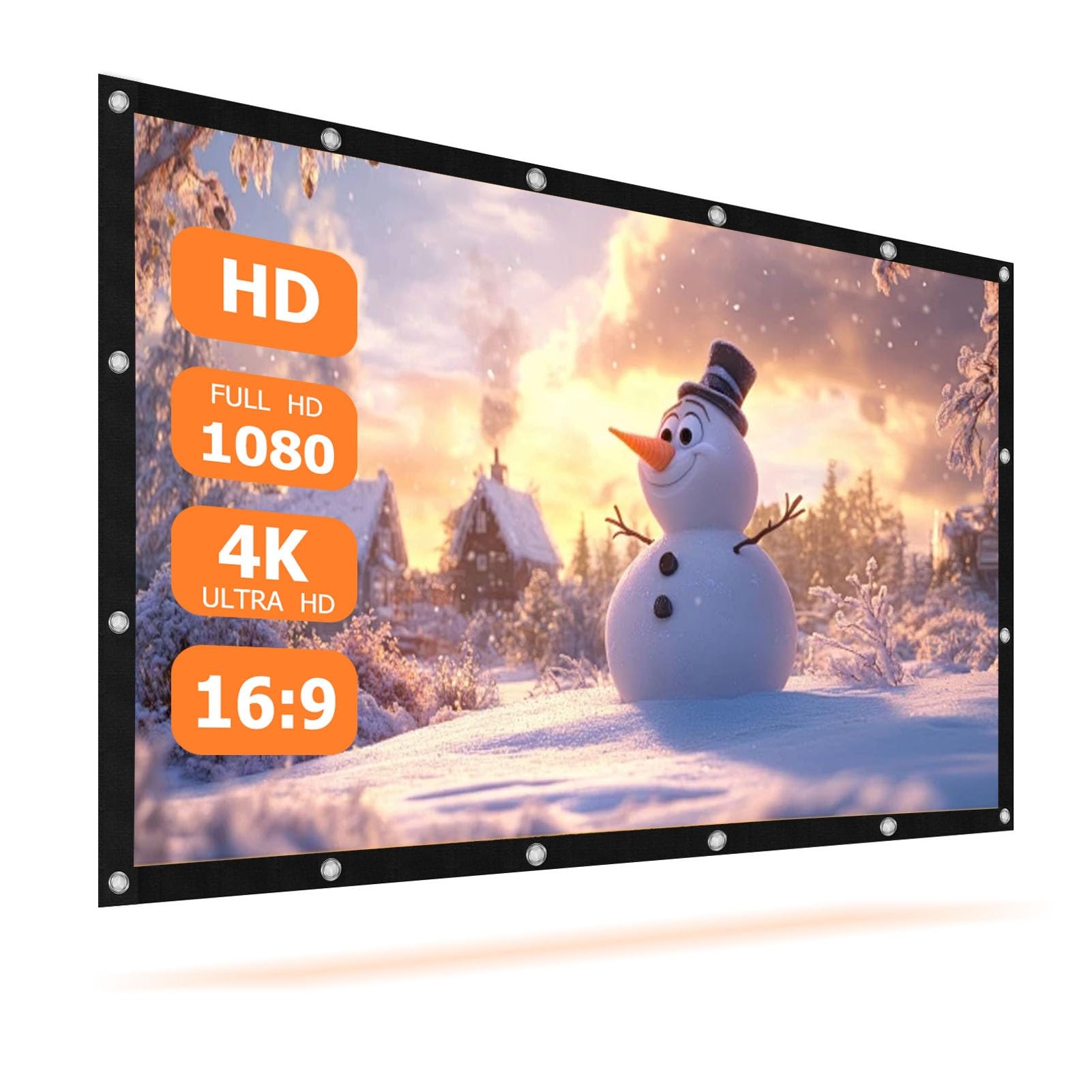 Grande Portatile Schermo for Proiettore 150/180 pollici, 16:9 4K HD Antirughe Schermo di Proiezione Pieghevole for Interno Esterno Home Theatre(120in 16:9)