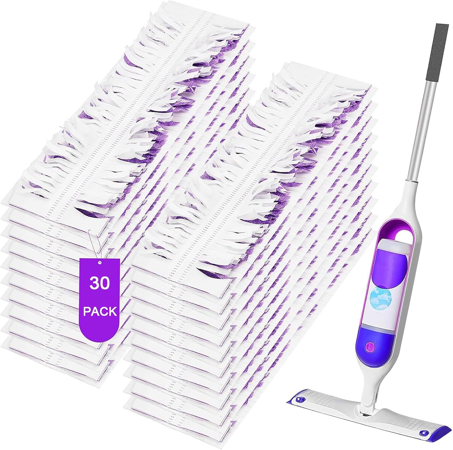 30 Count Disposable Powermop Refills for Swiffer Power Mop Pads, Unscented Spray Cleaning Repalcement Mopping Pads, Compatible with Swiffer PowerMop