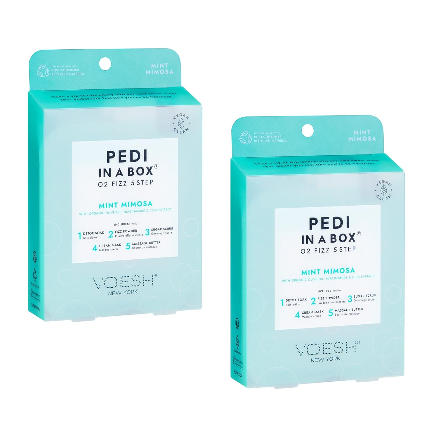 VOESH Pedi in a Box O2 Fizz, 2 Pack Mintmosa, Detoxifying Spa Pedicure, DIY Pedi, At-Home Pedi, Pedi in a Box, Spa Foot Treatment, Vegan Beauty, Foot Detox, Pedicure Prep