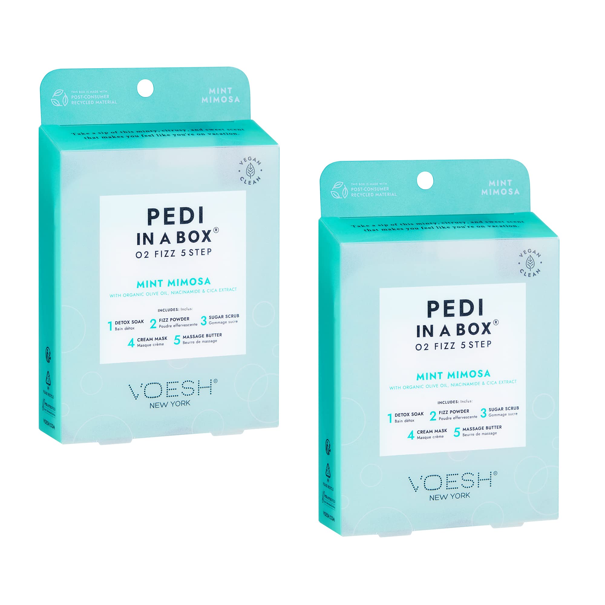 VOESH Pedi in a Box O2 Fizz, 2 Pack Mintmosa, Detoxifying Spa Pedicure, DIY Pedi, At-Home Pedi, Pedi in a Box, Spa Foot Treatment, Vegan Beauty, Foot