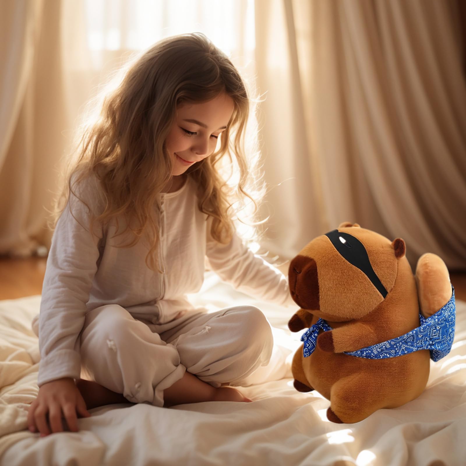 NXNYNZ 12 Inch Cute Capybara Plush Kawaii Soft Capybara Plush Doll Pillow with Bread Capybara Stuffed Aniamls Toys for Girls Kids Adults Birthdays Valentines Gift ()