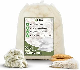 Bean Products Premium Kapok Fill | 20 lbs | 100% Organic Kapok Fiber | Chemical Free and Hypoallergenic | Perfect for Pillows, Pet Beds, Couches & More | Made in USA