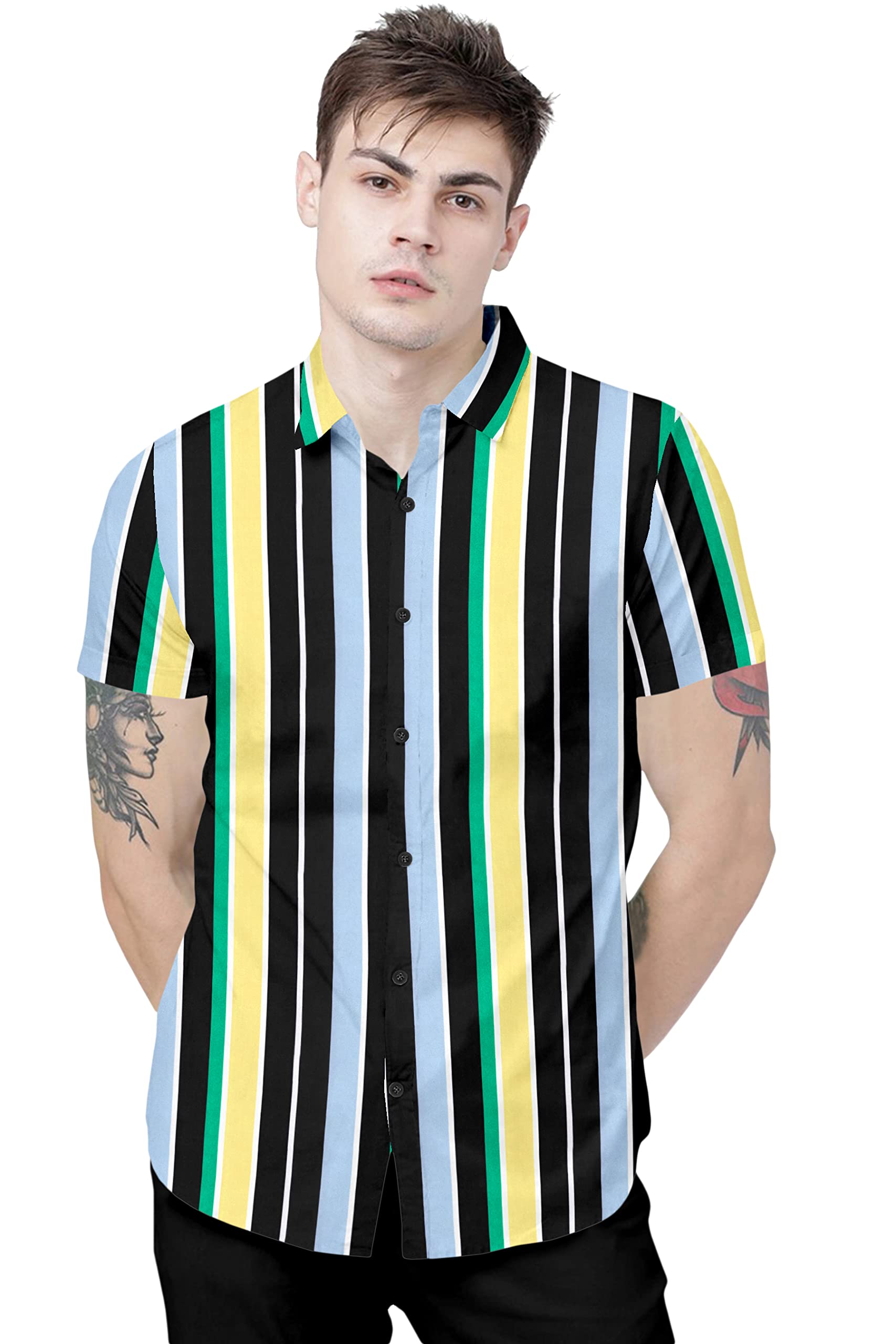 QoshaMen's Rayon Cotton Casual Wear Digital Prited Shirt