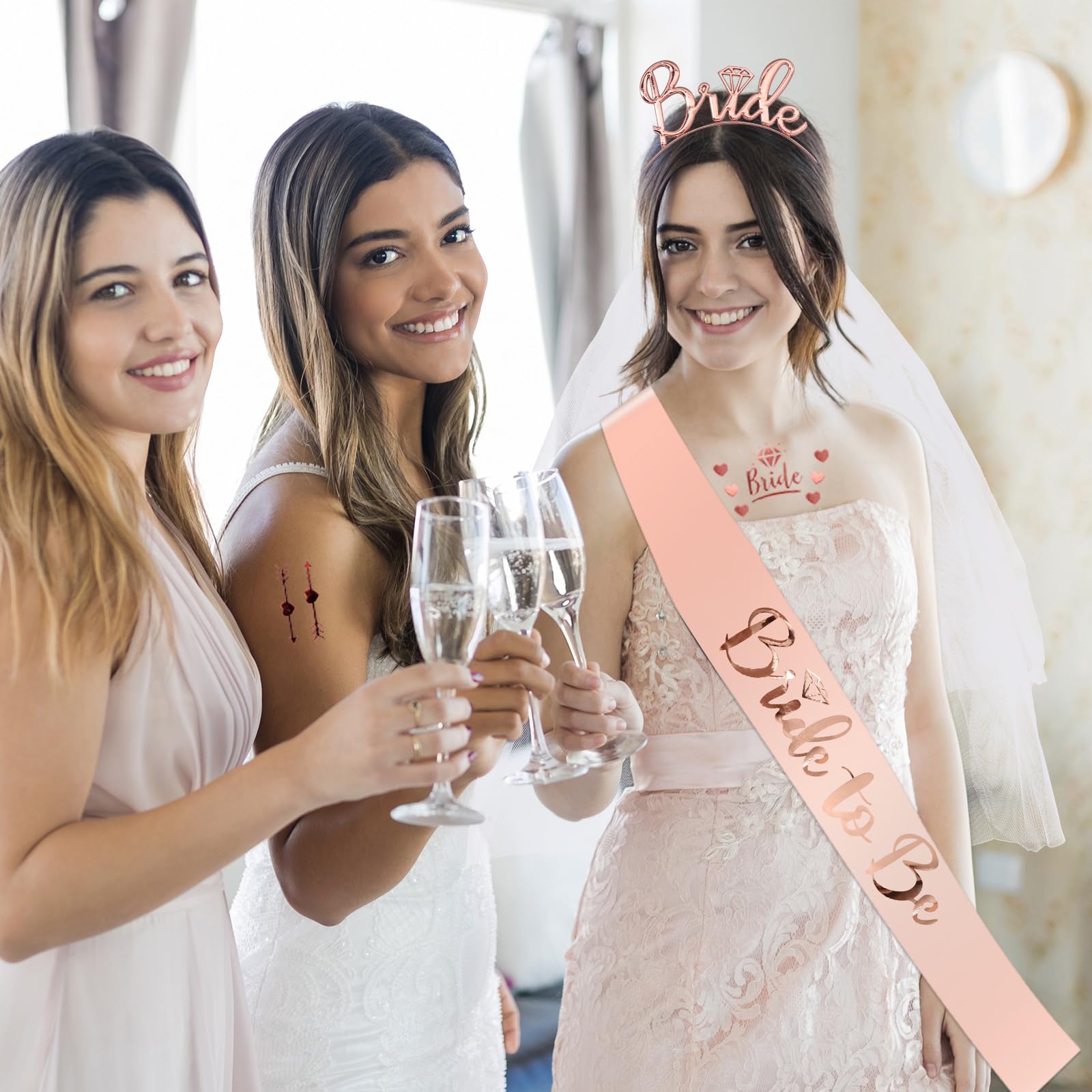 Jaciya Clip Per Capelli Con Fiocco Bianco 'BRIDE' Per Sposa E Addio Al Nubilato - Accessori Matrimonio Con Strass - 2