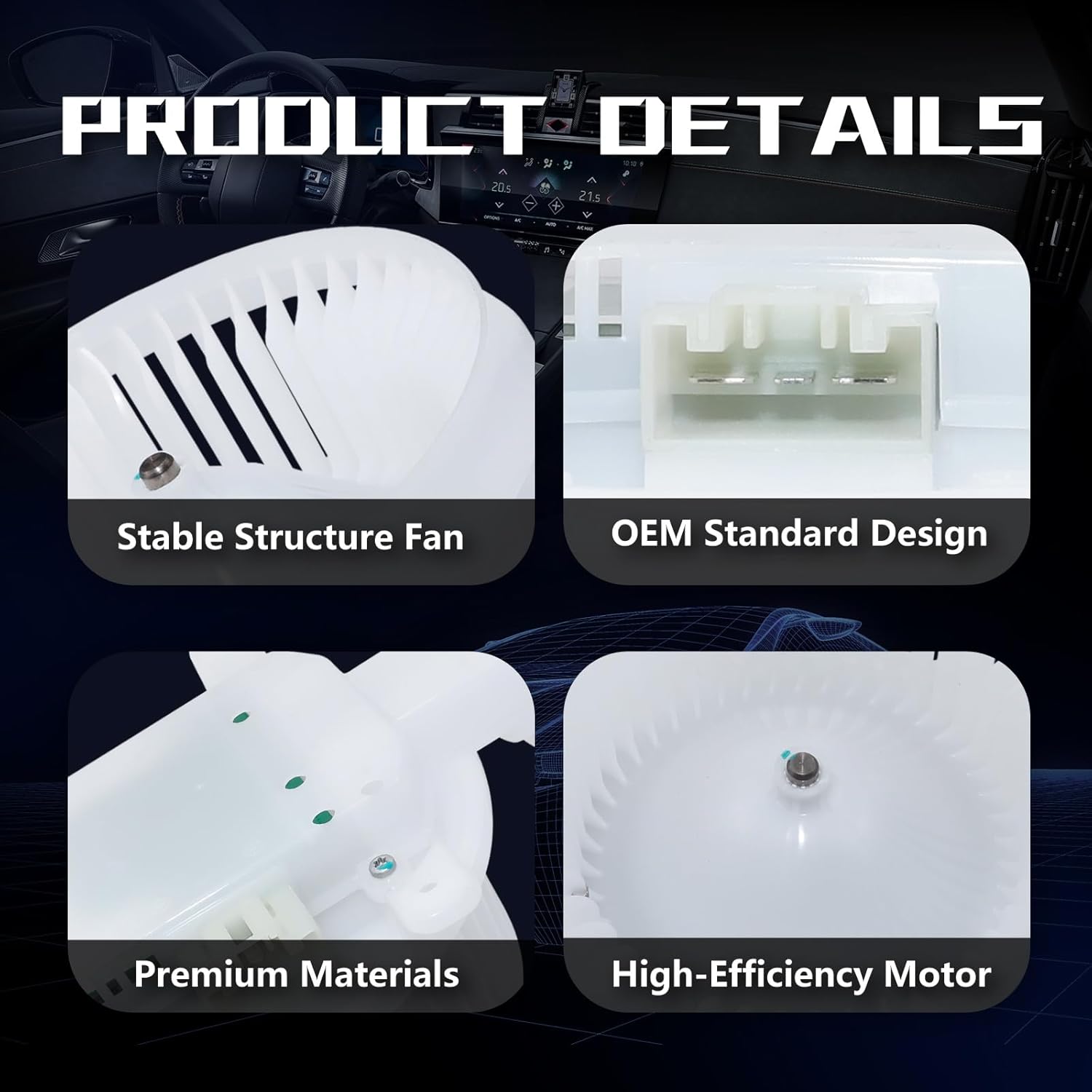 Front HVAC Heater Blower Motor with Fan 700298 Compatible with Toyota Sequoia 2008-2020 Sienna 2011-2018 87103-0C051 75050