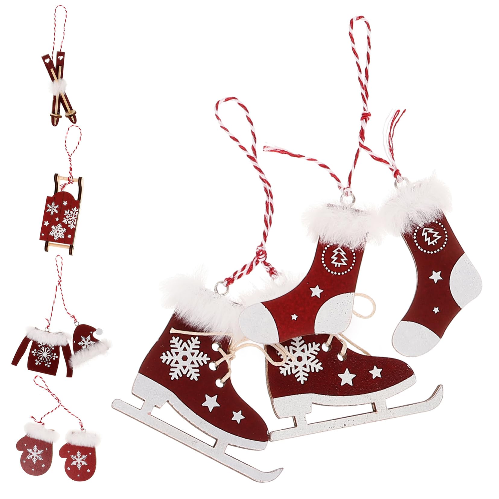 Cabilock 4 Juegos Suministros De Decoración Navideña Colgantes De Esquí. Decoraciones Navideñas Al Aire Arbol De Navidad Colgando Árbol De Navidad Brillo Felpa De Madera 6 Piezas * 4