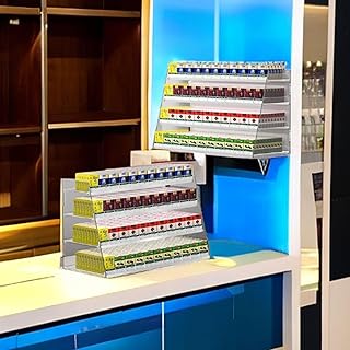 Clear Automatic Cigarette Holder Retail Display, Wall Mounted/Countertop Matchbook Display Case for Convenience Retails Stores Shops Vapes Display Cabinet(32cmx29cmx30cm)