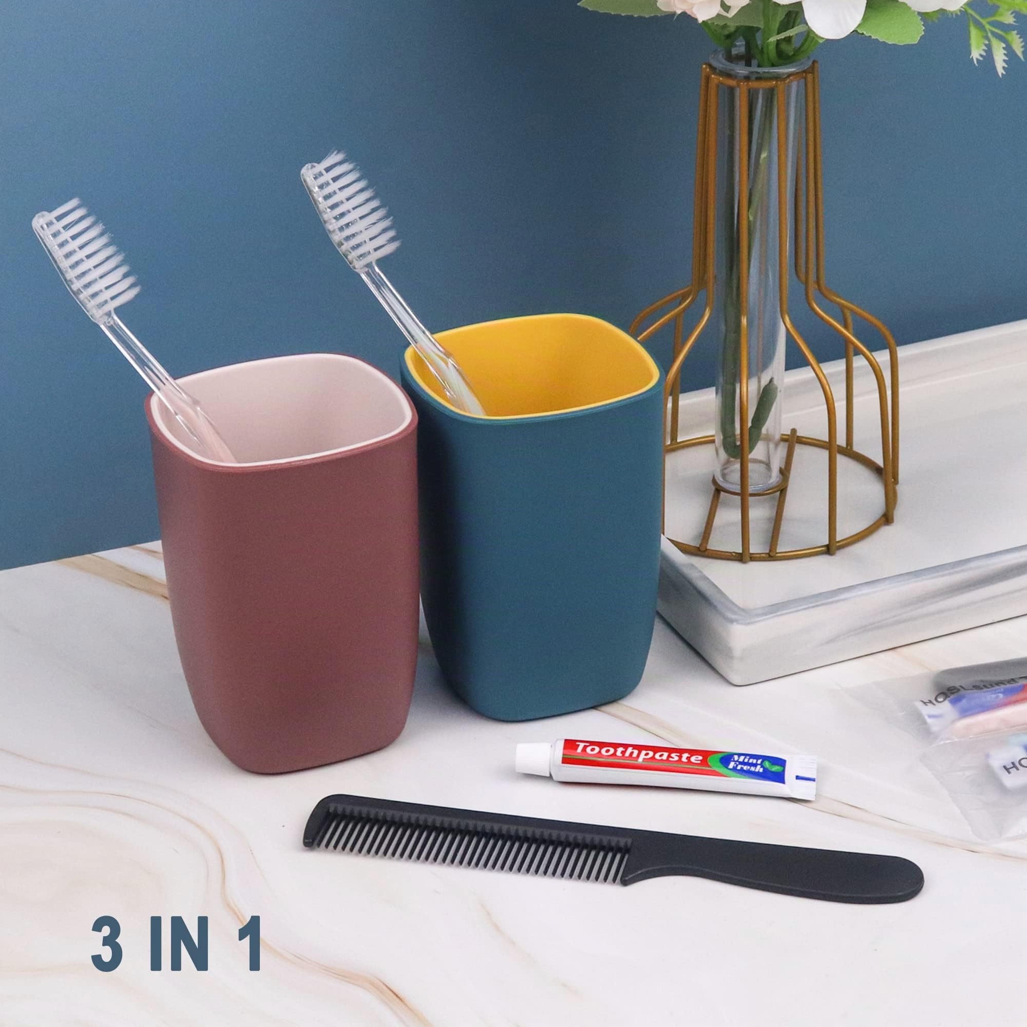 100 Pack spazzolini monouso con dentifricio e pettine confezionati individualmente, 10 grammi dentifricio da viaggio, 7 pollici pettine per capelli neri