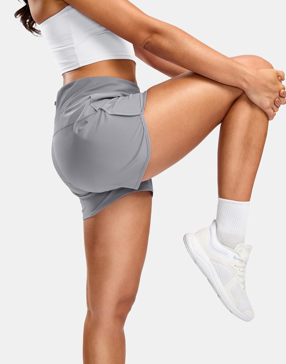  Women's 3" Runnin Athletic Shorts with Phone Pocket | Mesh Liner, Lihtweiht, Quick Dry, Soft, Stretchy, Hih Waisted, Tummy Control, Variety of Colors, Workout, ym, Exercise thumbnail