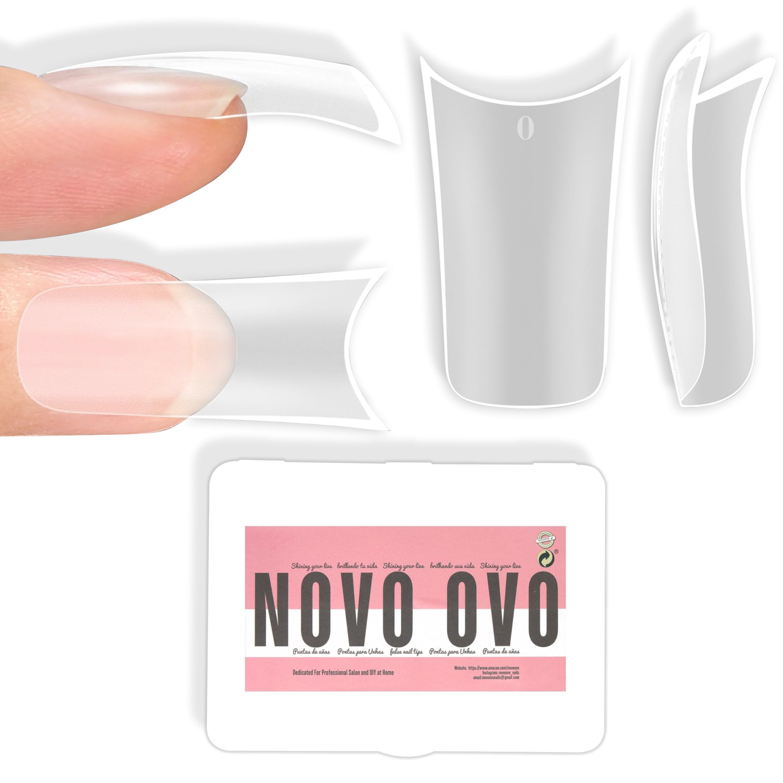 NOVO OVO Halloween Duck Feet Nail Tips Extra Thick with Moon Curve Full Cover for Press on Acrylic, Medim Long Clear Pre-Etched Matte Flare Wide