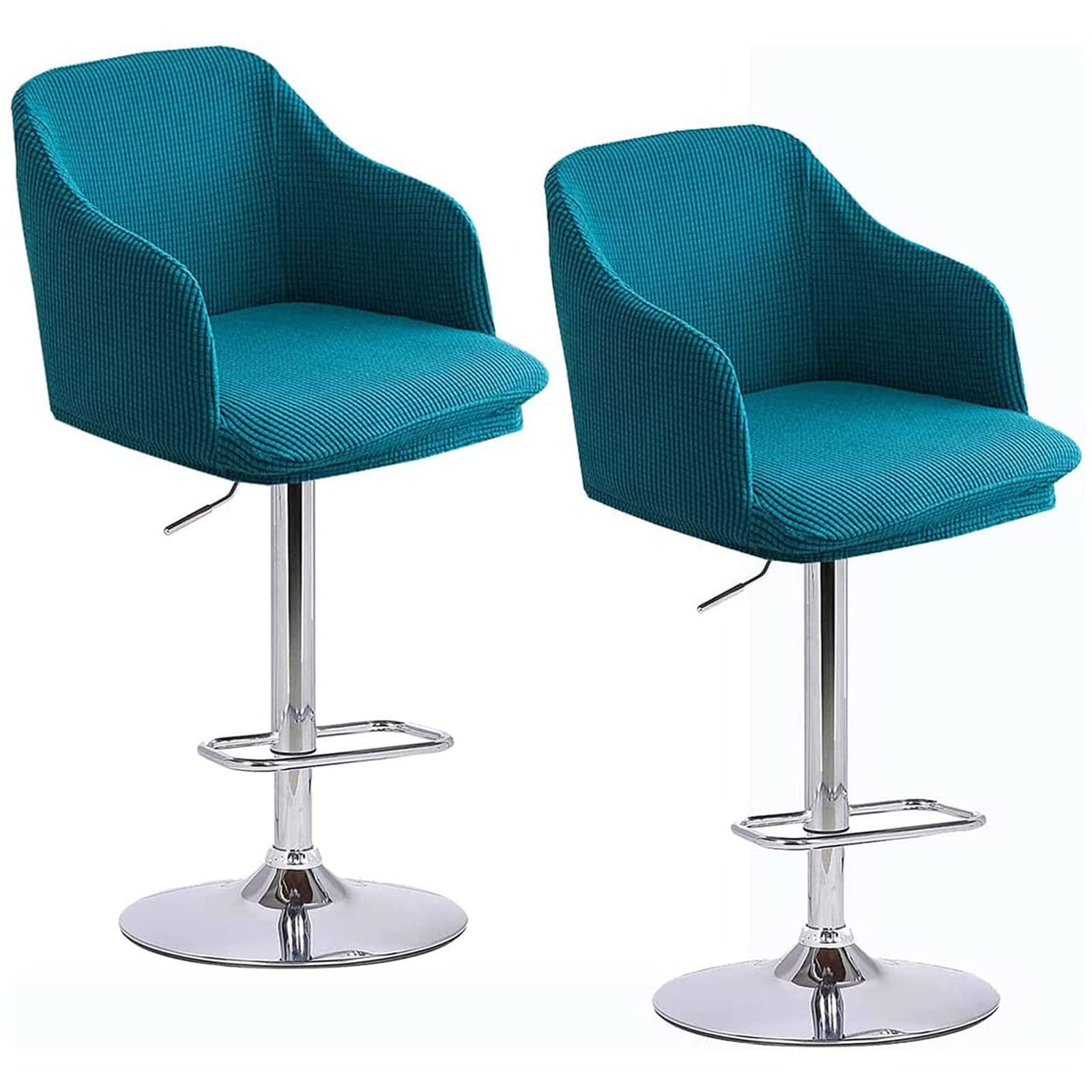 Leomix E Set Of 2 Dining Chair Covers Slipcover With Armrest Curved Back, Height Bar Stools Covers Back Chair Protector For Dining,