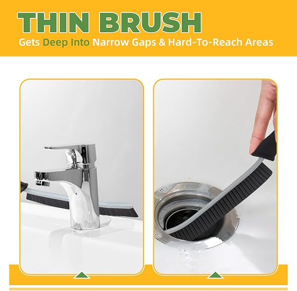 KMOSENIA Cleaning Brush - Hard Bristle Crevice Cleaning Brush, Grout Cleaning Brush, Scrub Brush for Bathroom Tiles, Gap Cleaner Brush, Cleaning Supplies for Kitchen Toilet Window Track (3, Black) - 2
