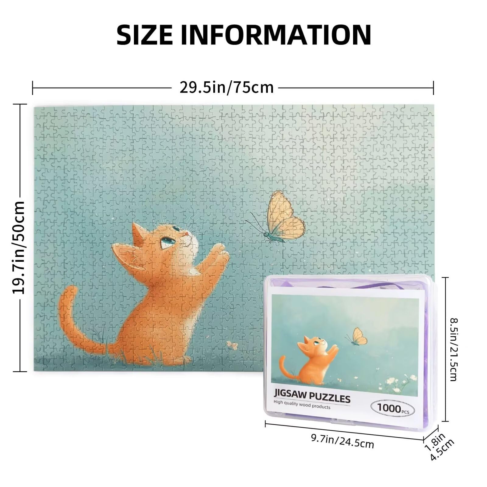 Puzzle kot, 1500 elementów, szczęśliwe puzzle dla dorosłych, z pudełkiem na prezent, duże drewniane puzzle dla dorosłych, gra zręcznościowa dla całej rodziny, prezenty dla kobiet, 87 x 57 cm, 898y