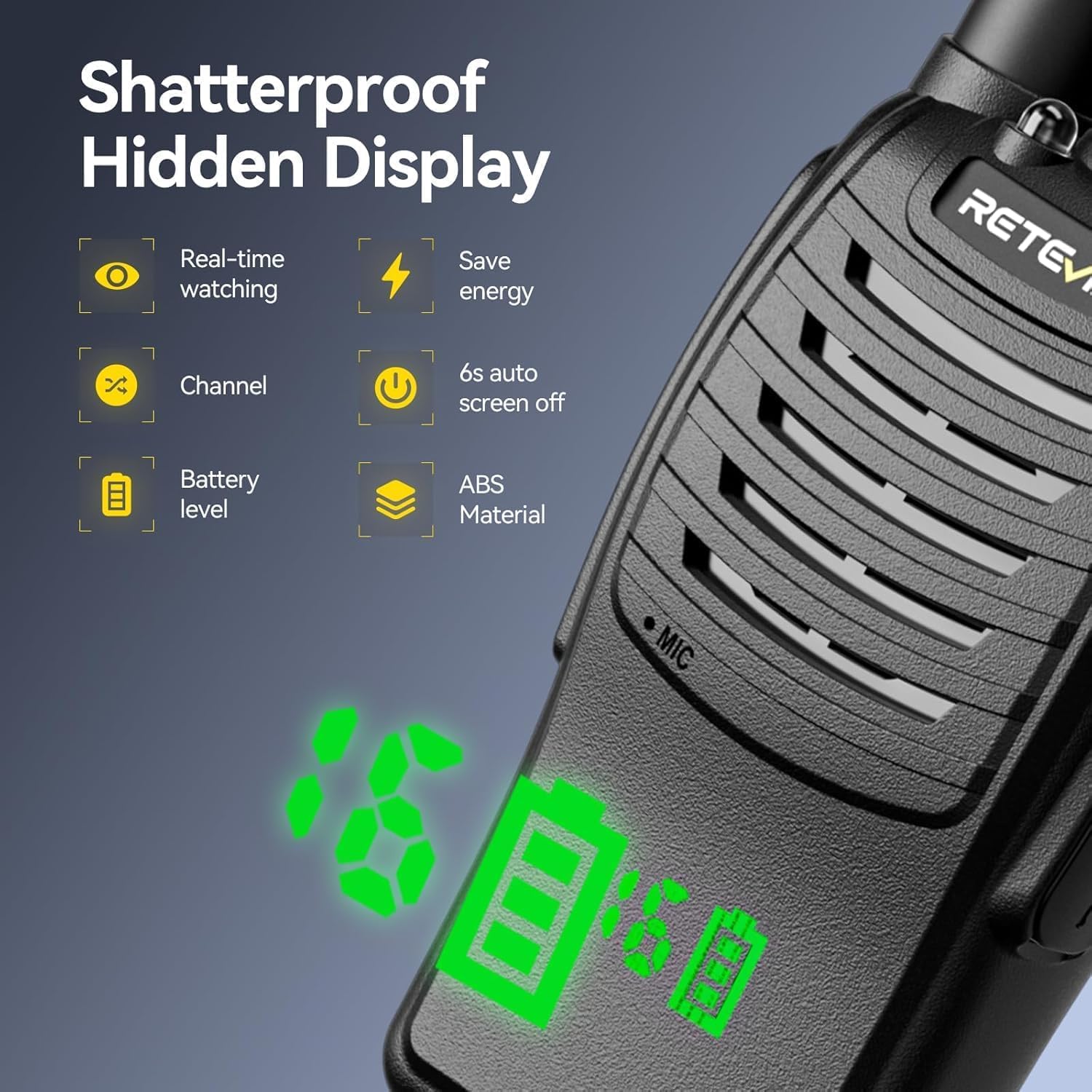 Retevis H777H Walkie Talkies, Radiotelefon Dwukierunkowy z Ekranem, PMR446 Profesjonalne Radio Dwukierunkowe ze Słuchawką do Zastosowań Komercyjnych, Vezpieczeństwa (Czarne, 10 szt.)