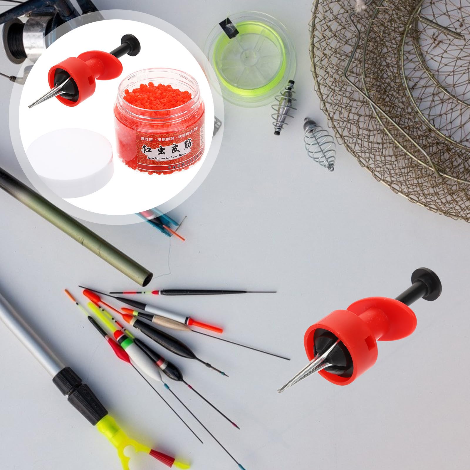ORFOFE Clip para Lombrices Rojas de Pesca Juego Multifuncional 2 Clips Plásticos Resistentes y 1 Tira Elástica 15X3 CM 3000 Unidades Equipo Práctico para Aficionados Pesca — view 5