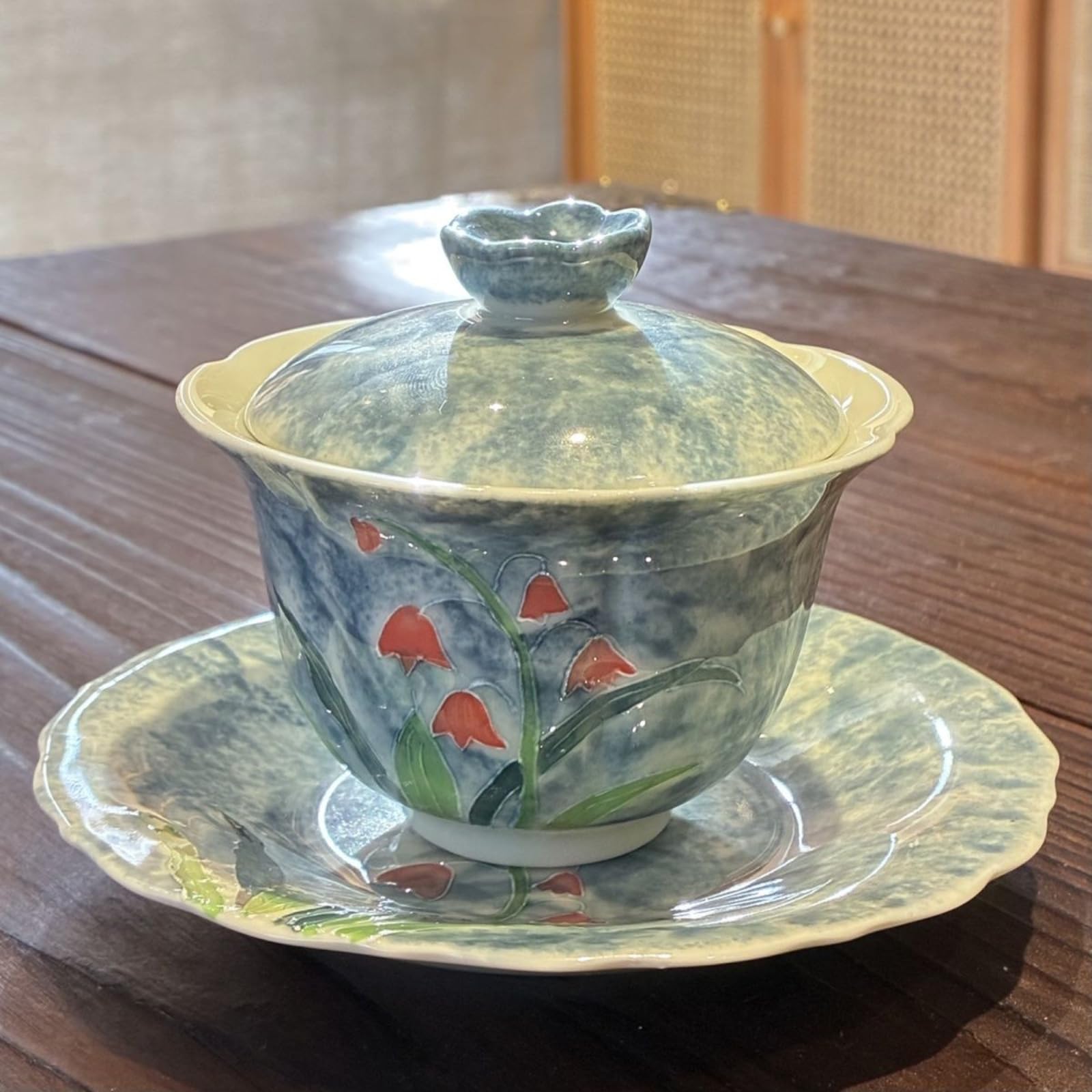 Ręcznie rysowane ceramiczne Gaiwan domowe rękodzieło zestaw do herbaty Kung Fu