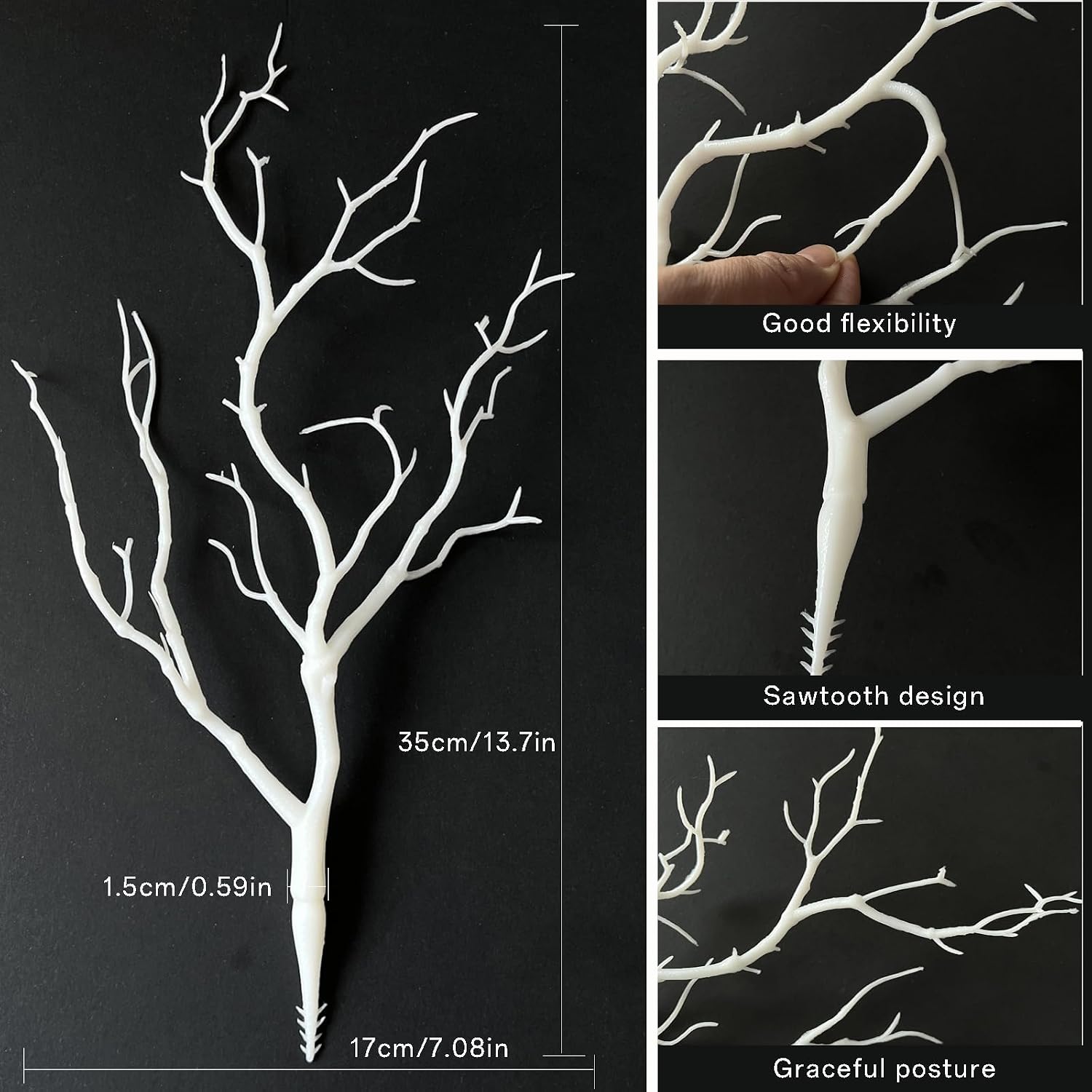 13.8 inches Artificial Coral Branches Fake Antler Branches Small Branches for Home Decoration Flower Arrangement Wedding Christmas Halloween Festival (White 20PCS)