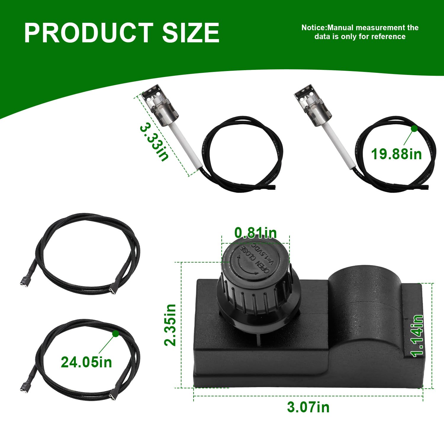 G350-0017-W1 - Encendedores de parrilla compatibles con kit de repuesto de encendedor Charbroil, módulo de encendido electrónico de 2 salidas con cables y 2 botones, encendedor de parrilla para