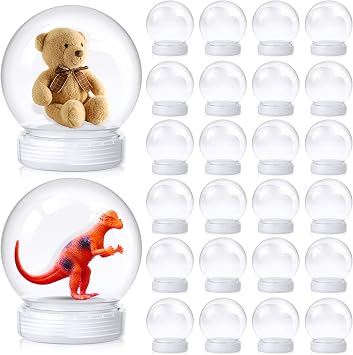 Mimorou 24 Pcs 3.9 بوصة DIY سنو غلوب السائبة المياه واضحة غلوب مع المسمار قبالة كاب البلاستيك فارغة سنو كرافت للمنزل DIY الحرفية الزفاف الديكور