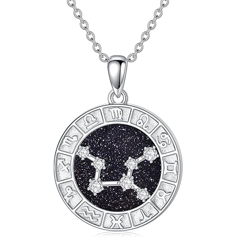 12 Zodiac Sign Necklace 925 Sterling Silver Constellations Pendant Necklace Jewelry Gifts for Women Men Friend Christmas Birthday,18+2 inch