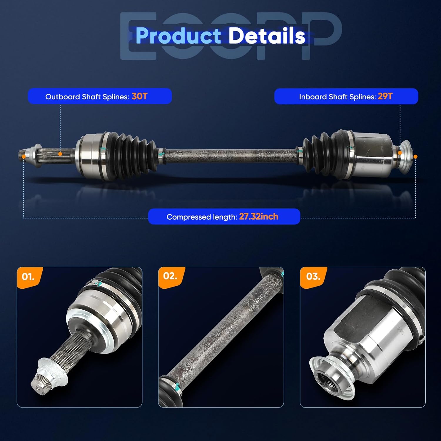 ECCPP ATV CV Axle Shaft Assembly fit for Acura MDX 3.7L for Honda Pilot 3.5L