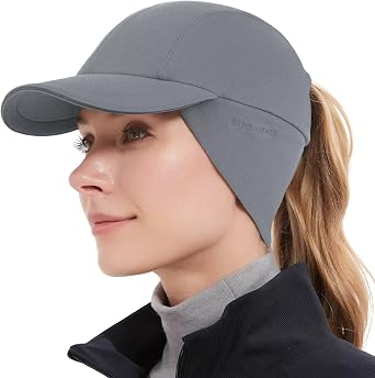 GADIEMKENSD Womens Winter Reflective Fleece Ponytail Hat with Drop Down Ear Warmer