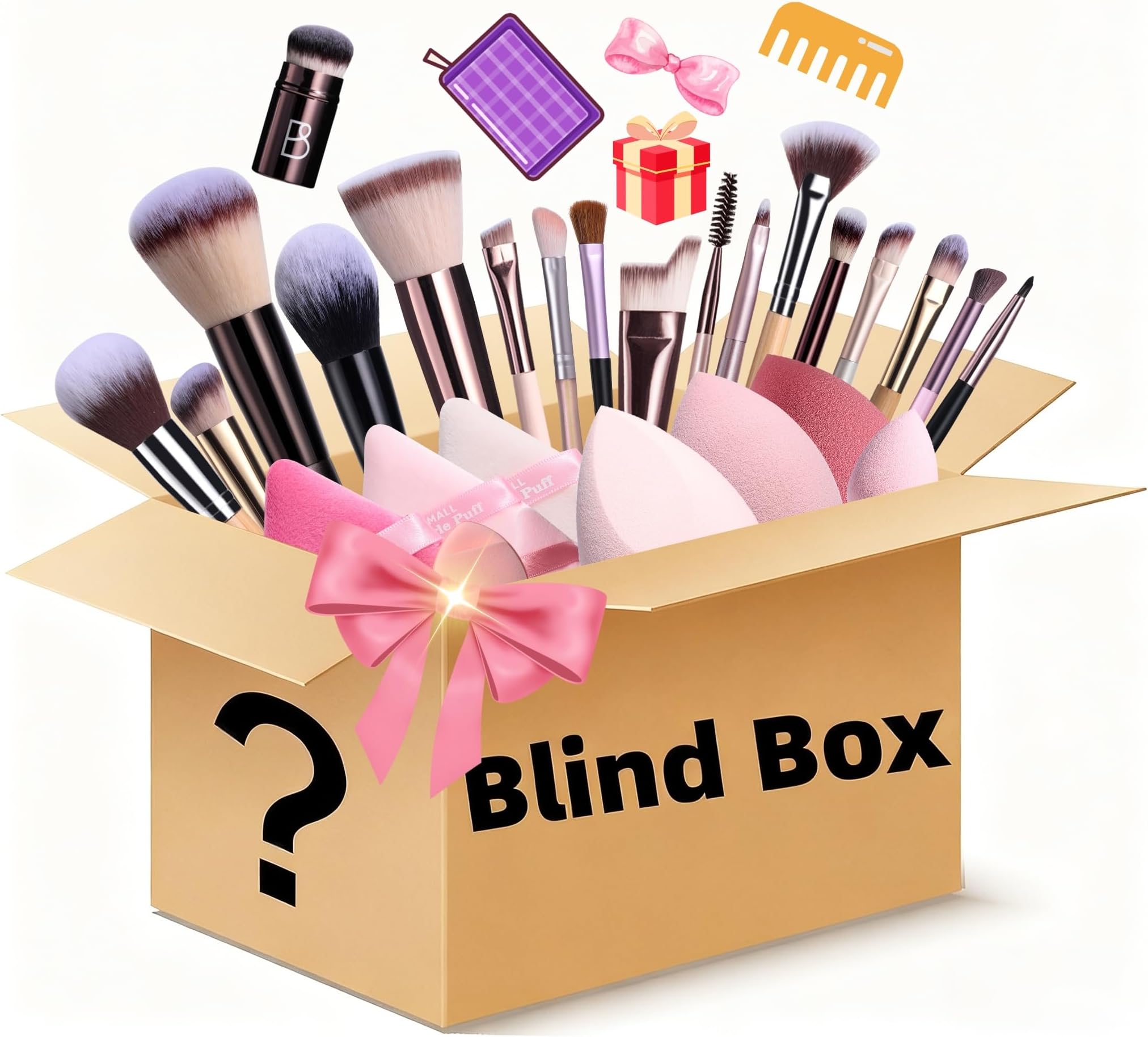 Makeup Brushes Makeup Tools Beauty Box Blind Box–Such as Makeup Brushes Bag Makeup Sponge Set Professional Brushes and Soon Discover Exciting Beauty Tools with Every Unboxing Experience (L)